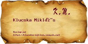 Klucska Miklós névjegykártya